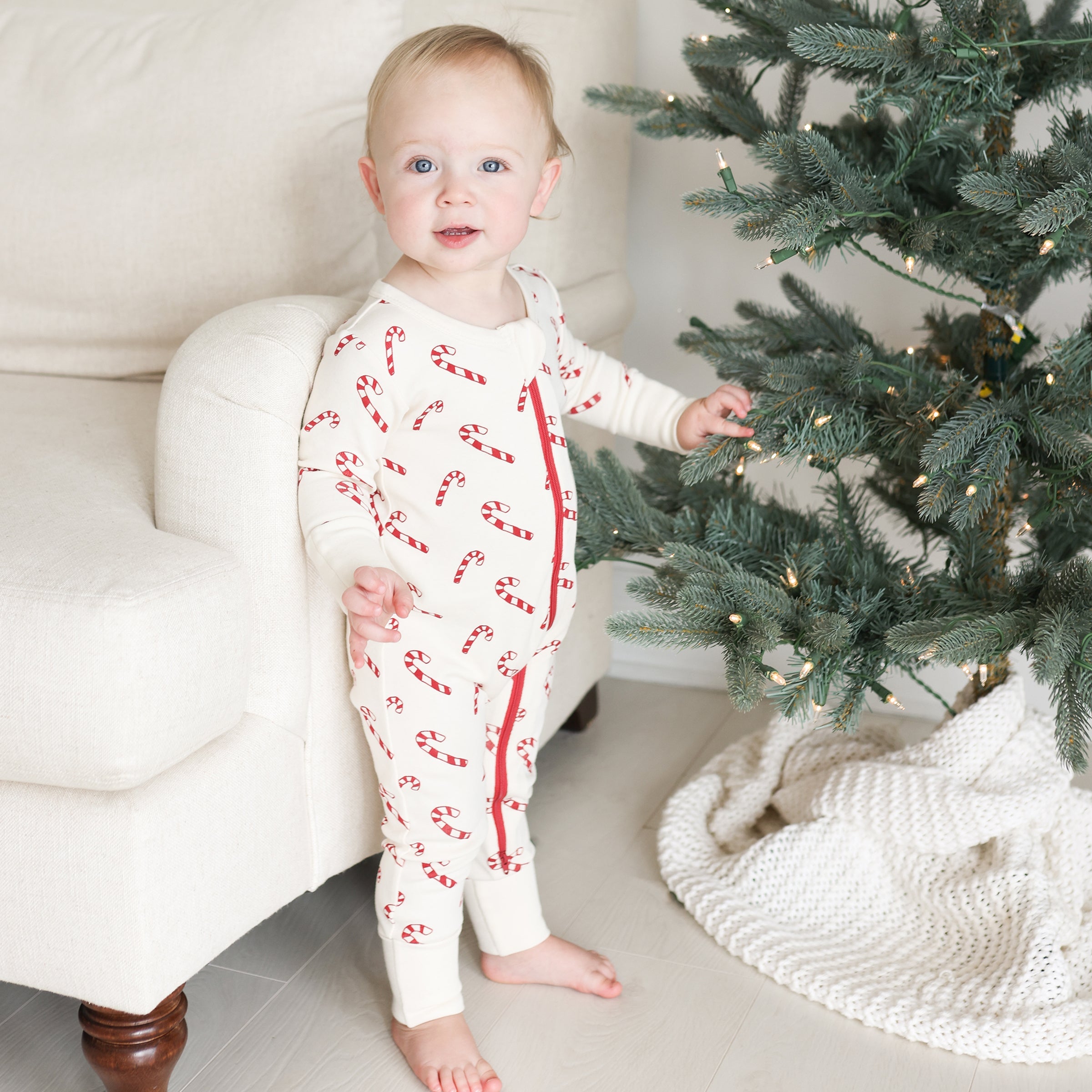 Organic Holiday Print '2-Way' Zip Romper