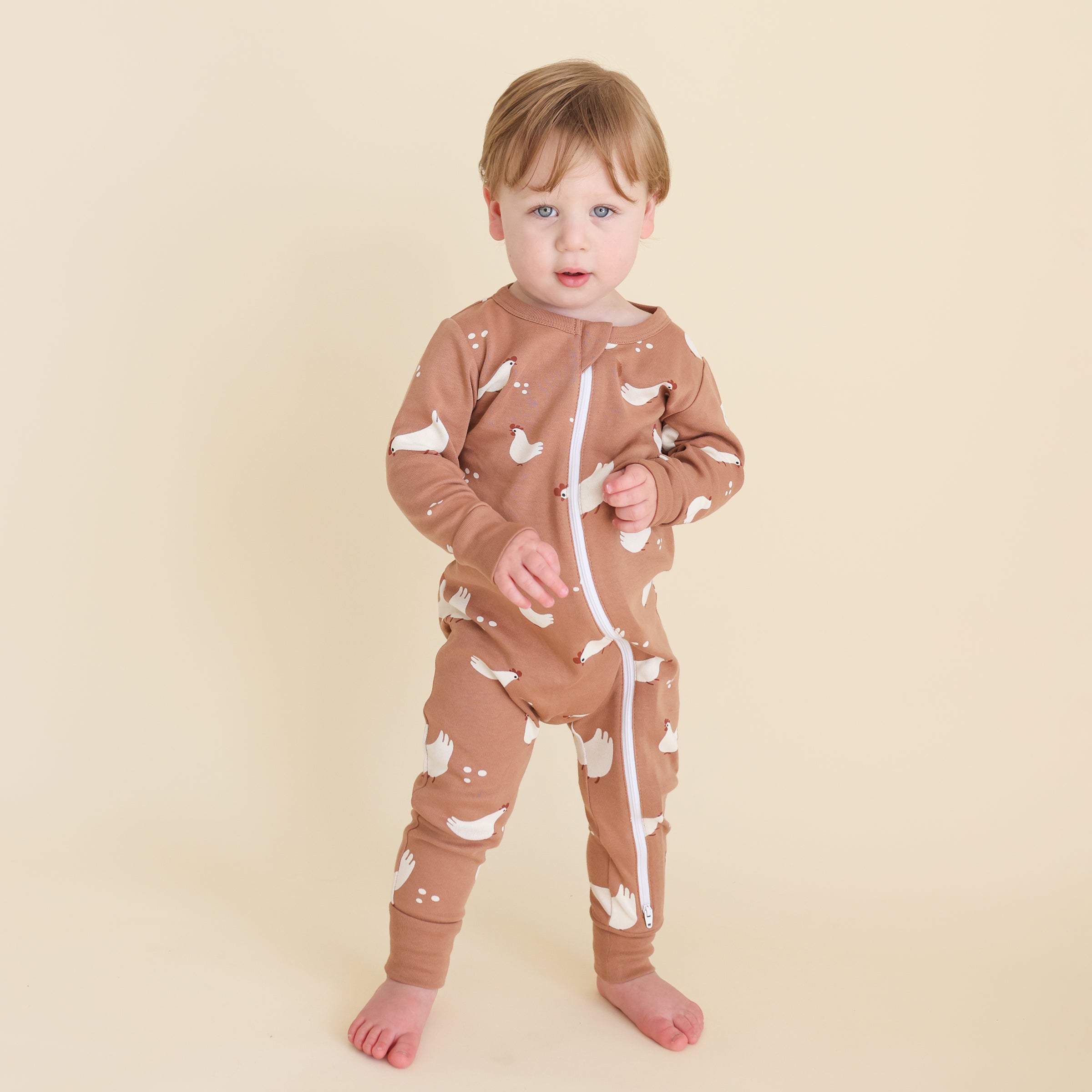 Organic Signature Print '2-Way' Zip Romper - Long Sleeve
