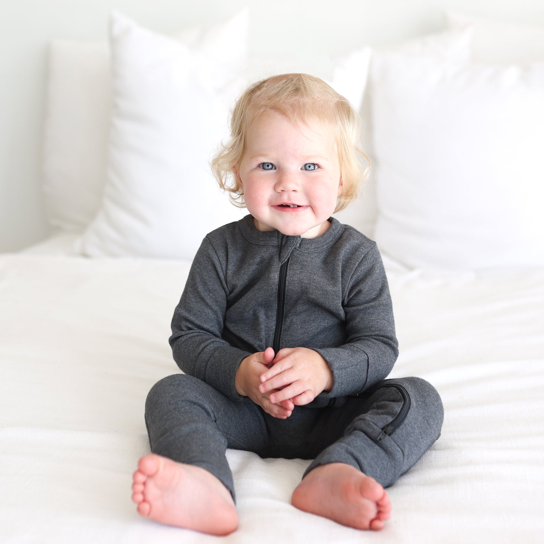 Organic Snuggle Soft Melange '2-Way' Zipper Romper