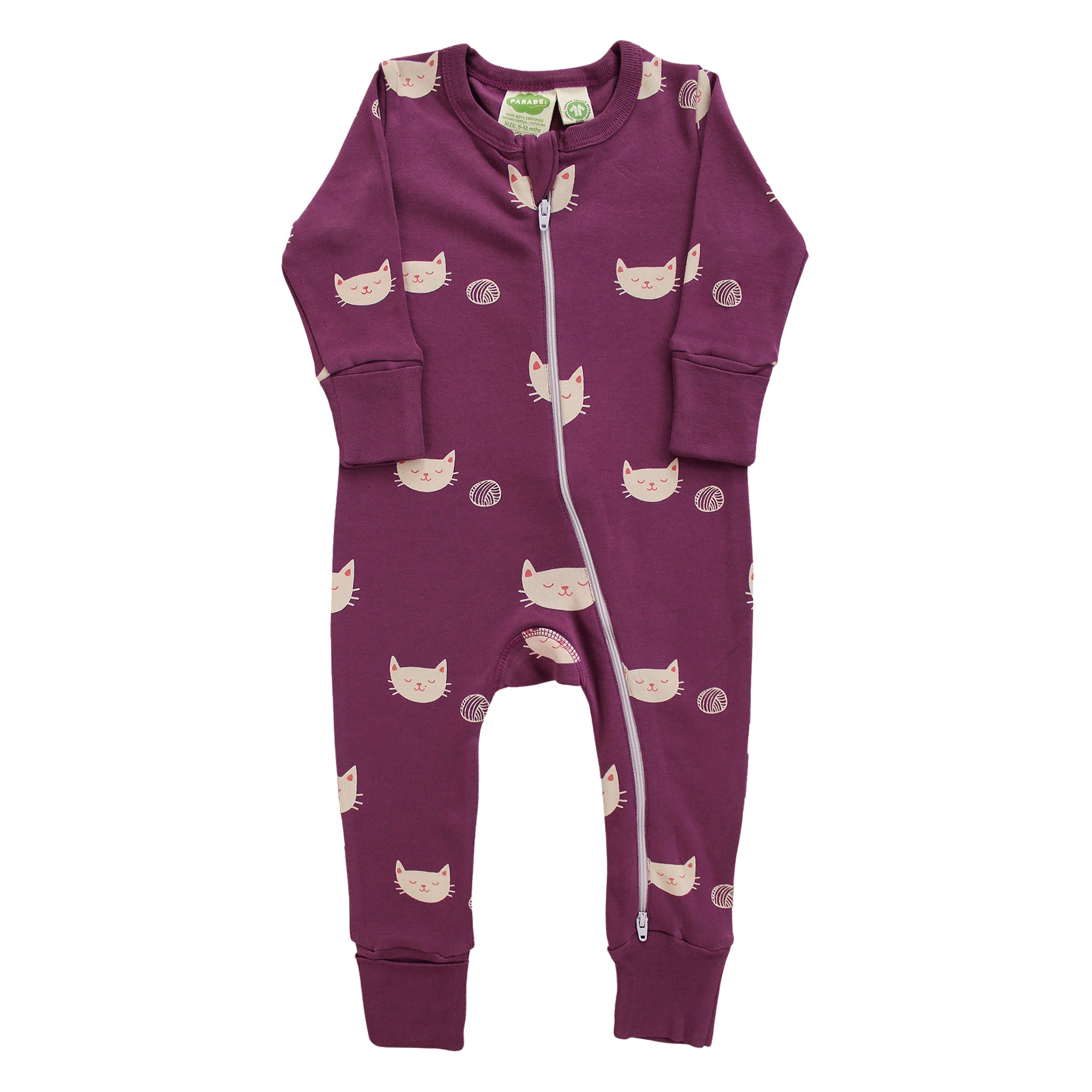 Organic Signature Print '2-Way' Zip Romper - Long Sleeve