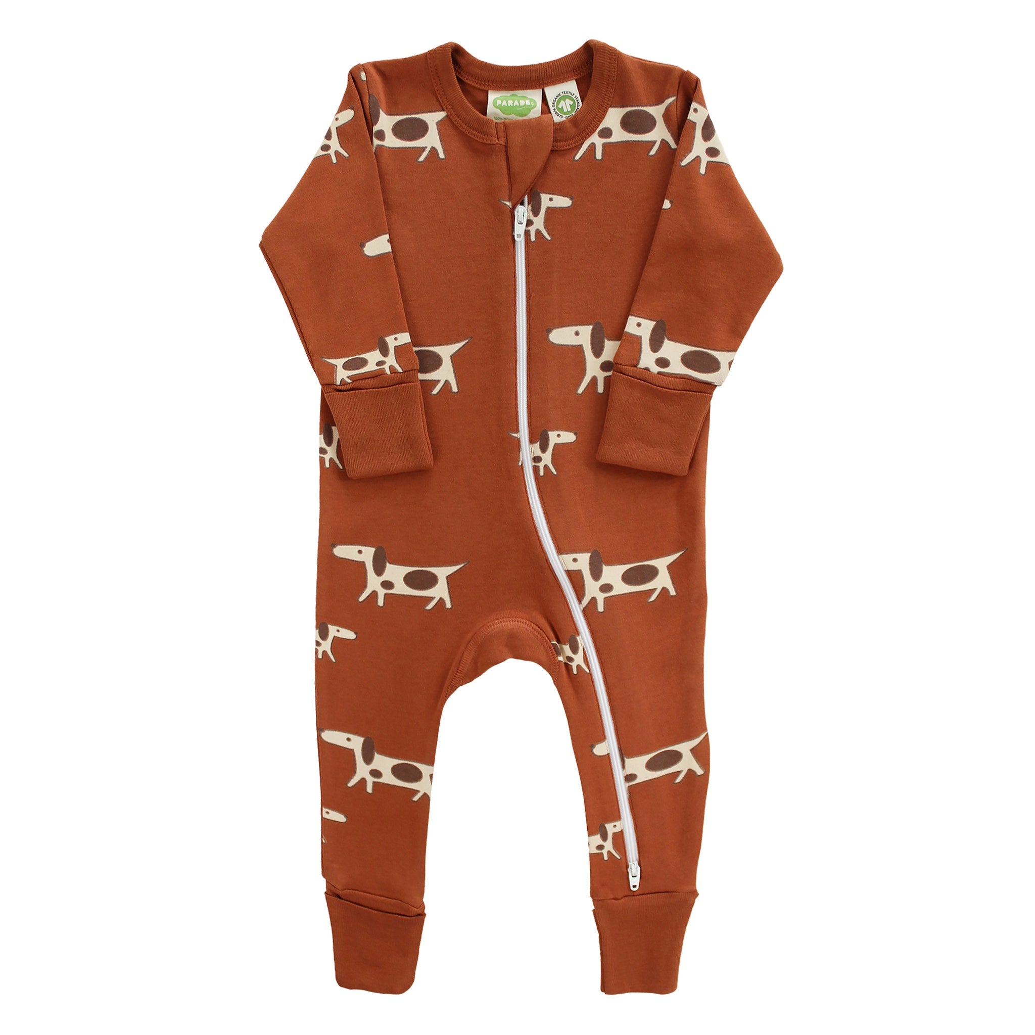 Organic Signature Print '2-Way' Zip Romper - Long Sleeve