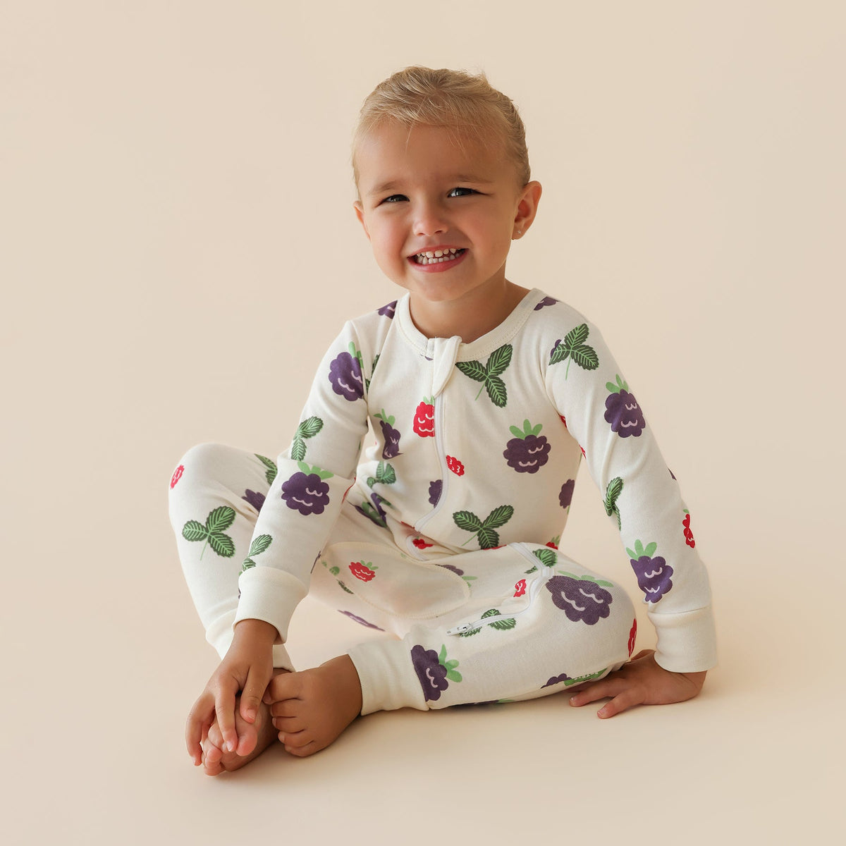 Organic Signature Print '2-Way' Zip Romper - Long Sleeve