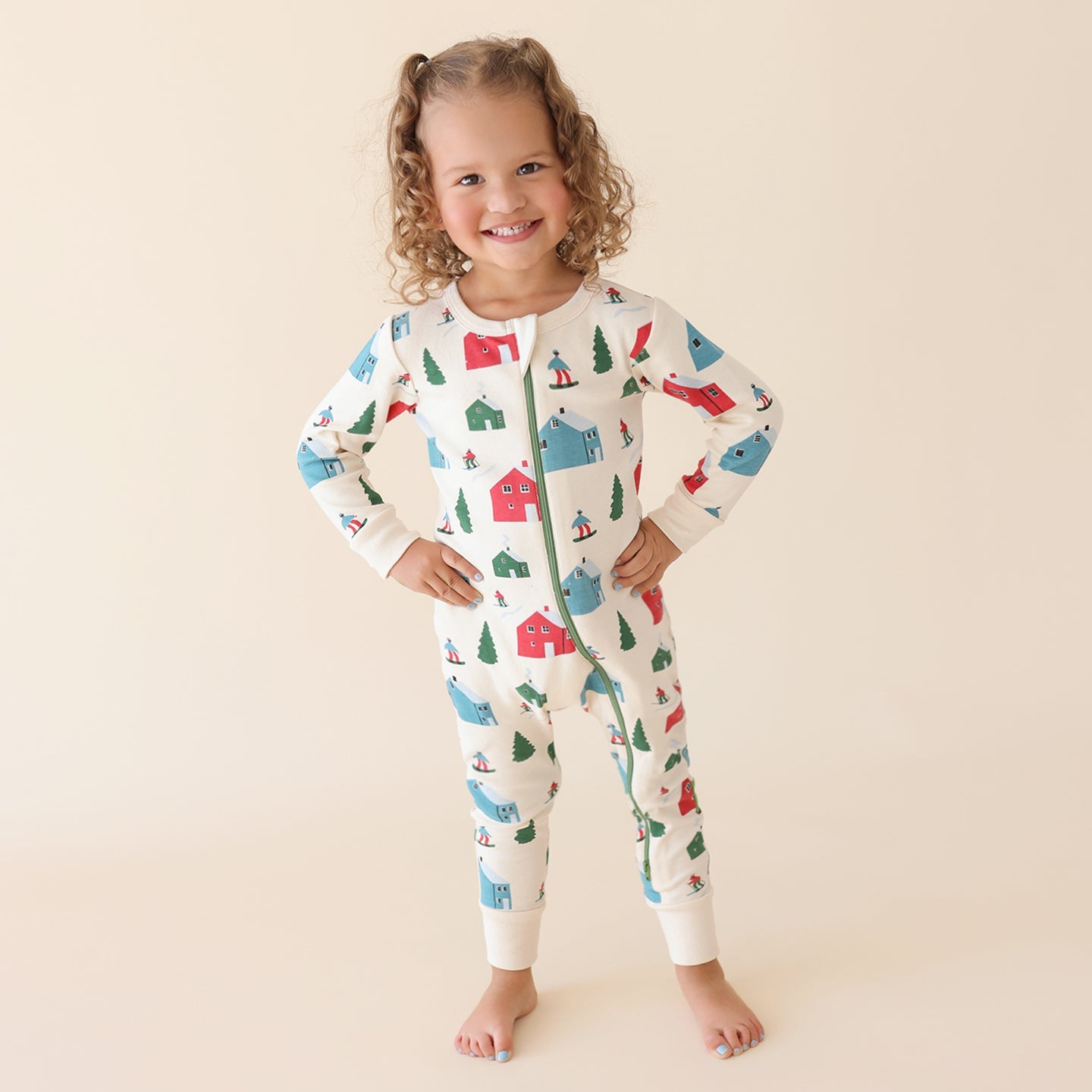 Organic Holiday Print '2-Way' Zip Romper