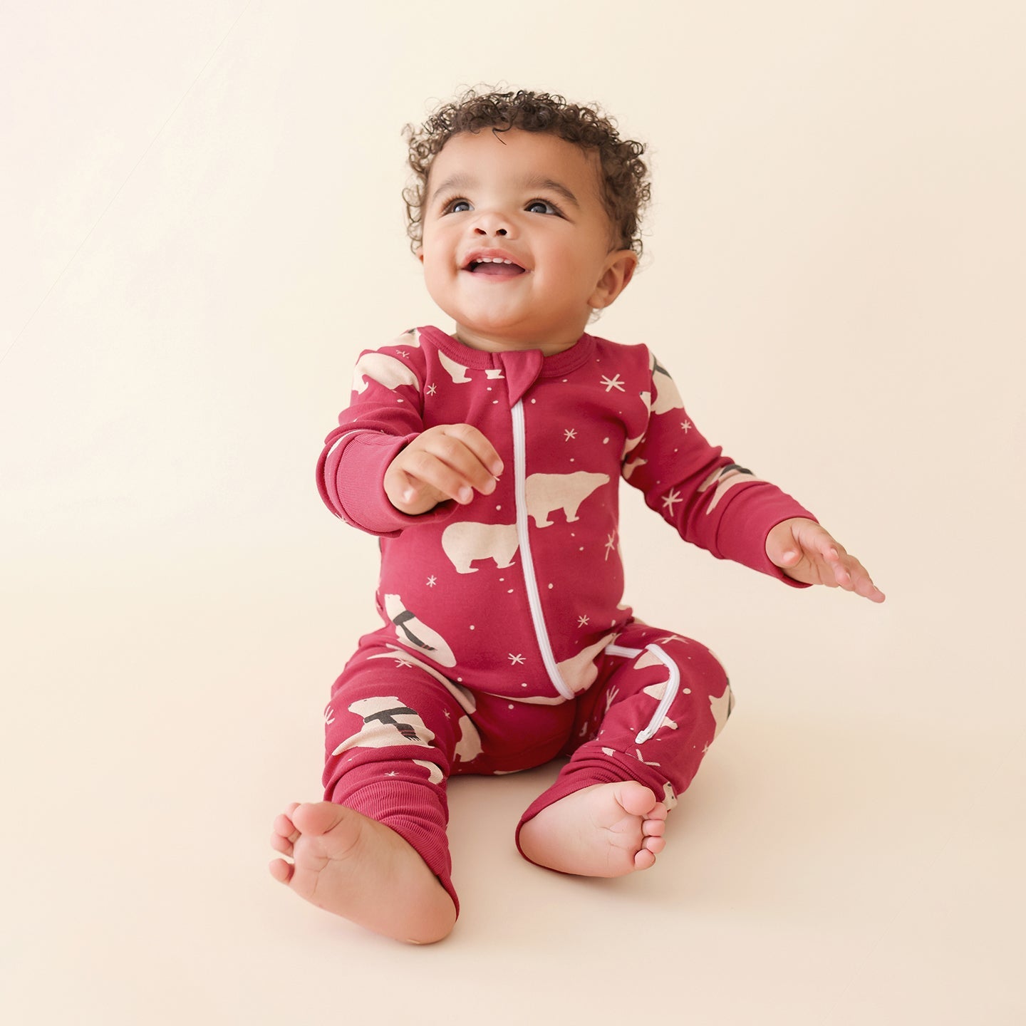 Organic Holiday Print '2-Way' Zip Romper