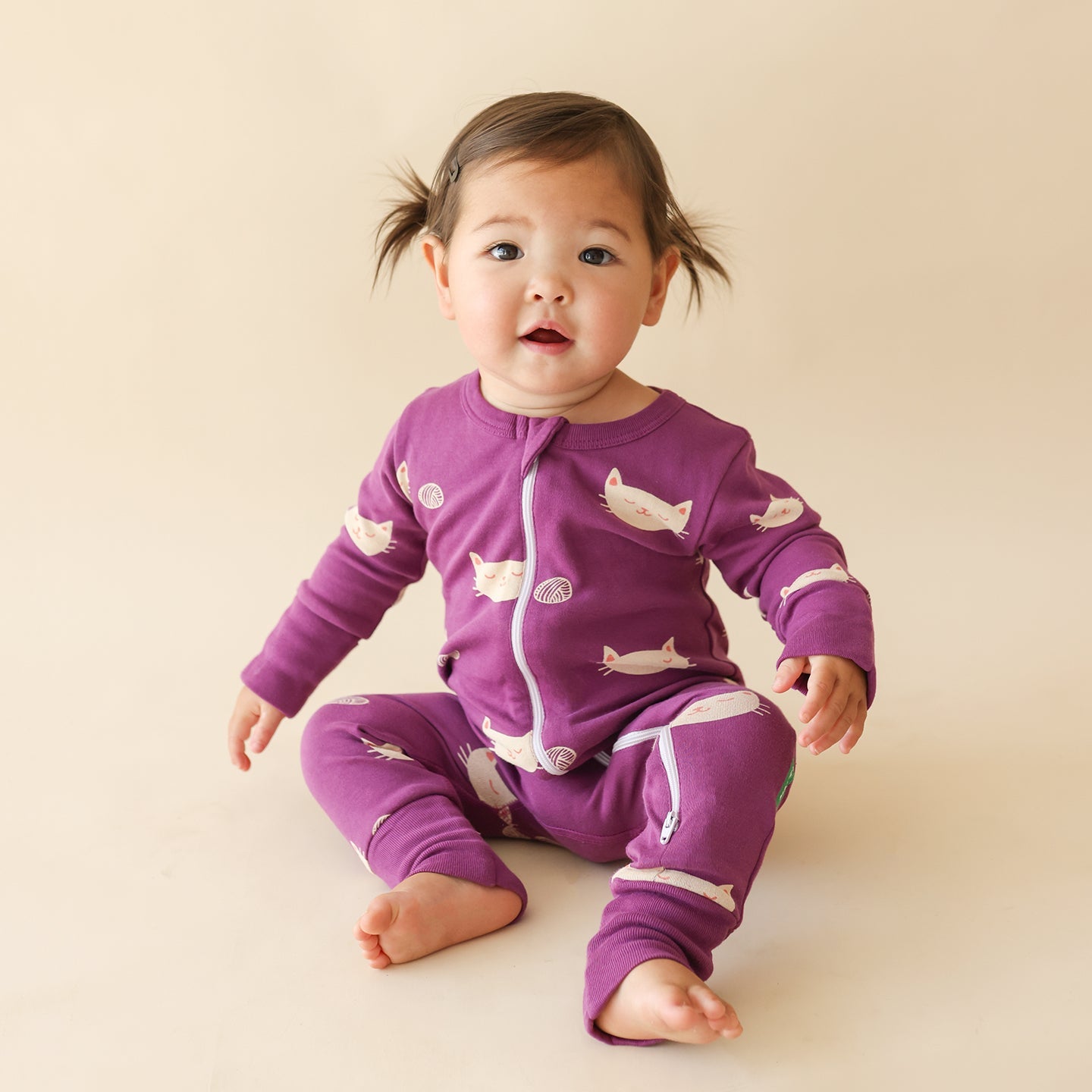 Organic Signature Print '2-Way' Zip Romper - Long Sleeve