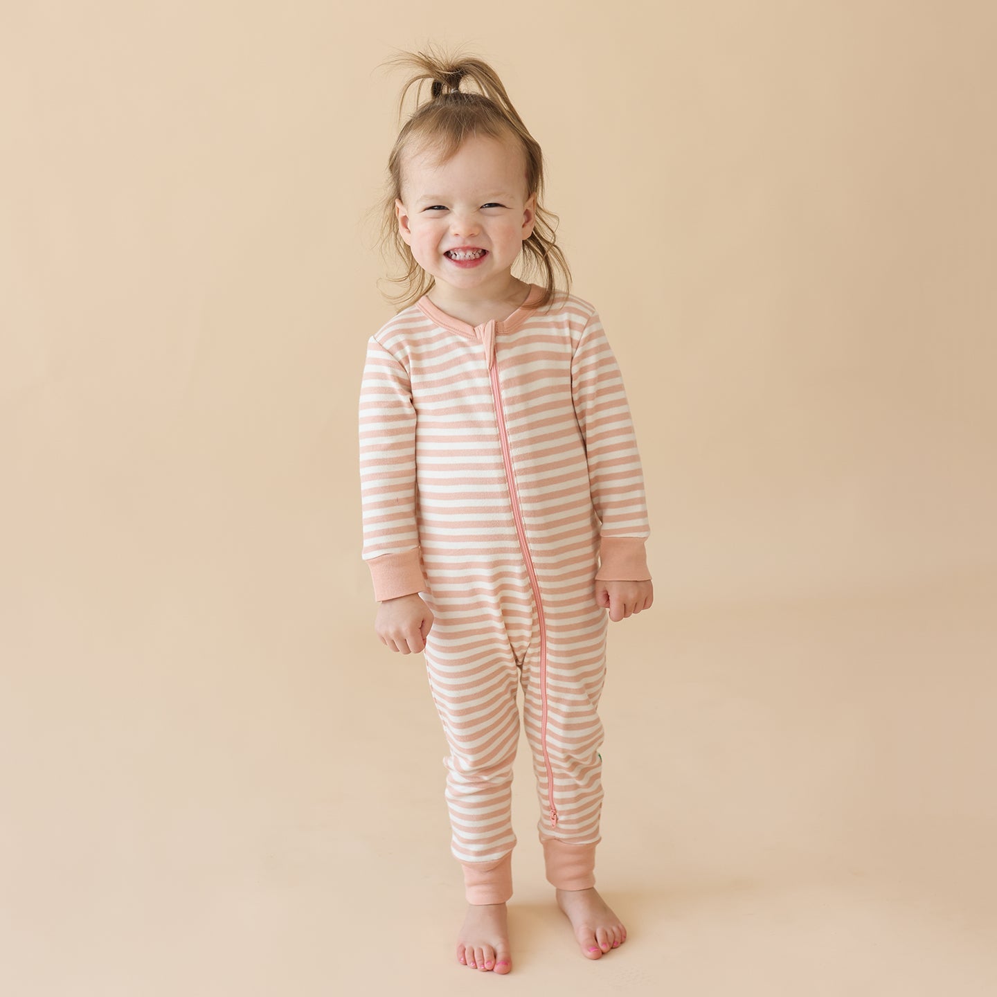 Organic Striped '2-Way' Zip Romper