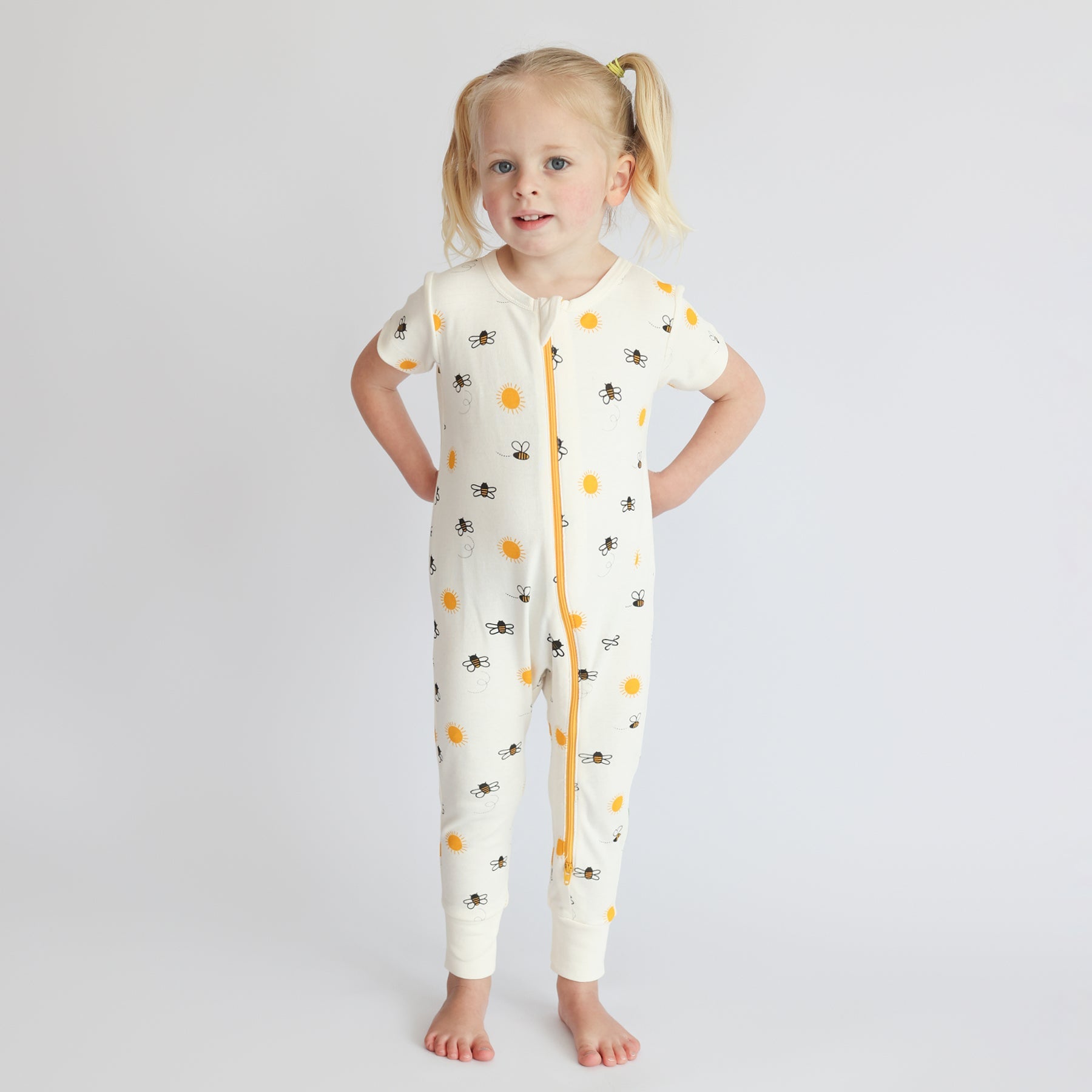 Organic Signature Print '2-Way' Zip Romper - Short Sleeve