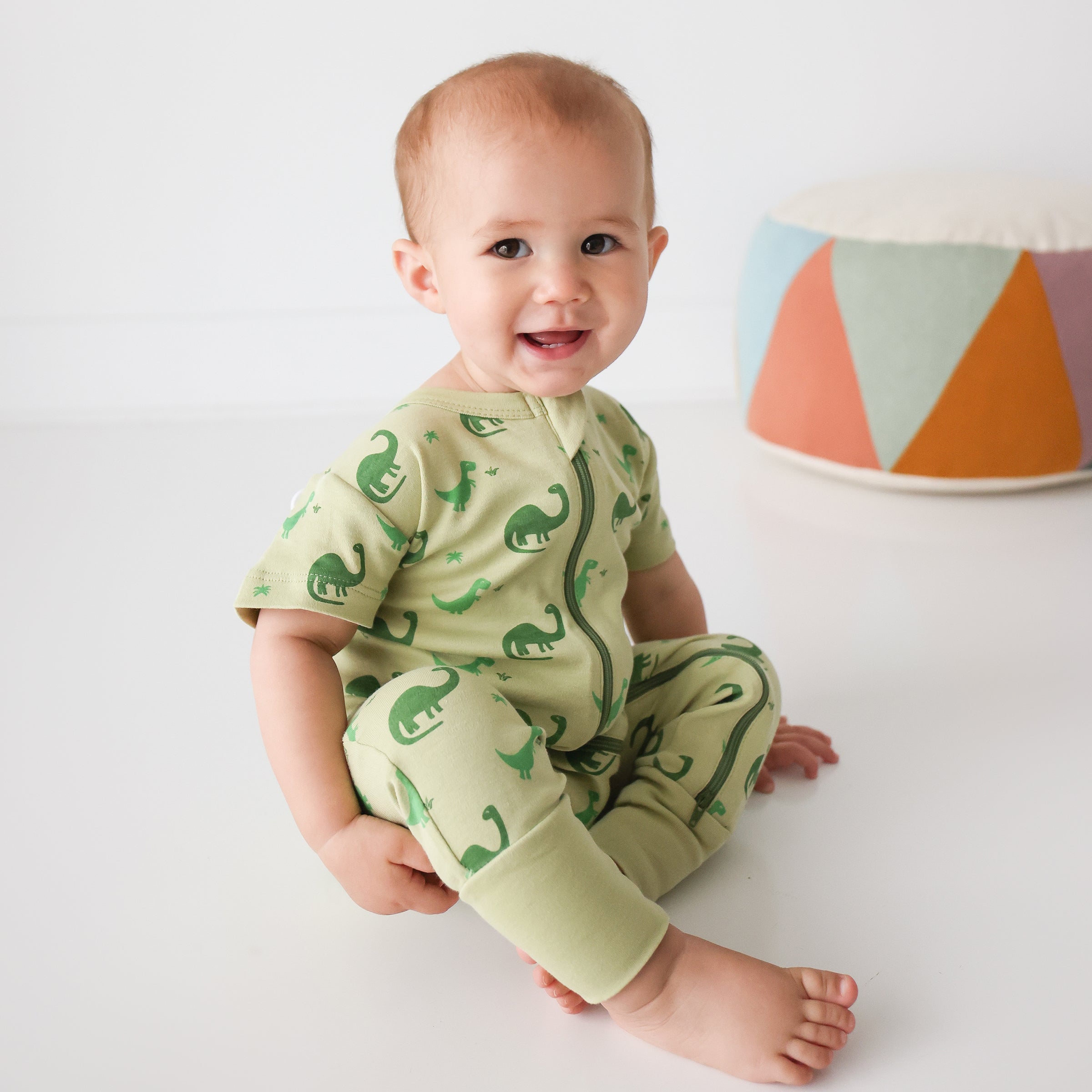 Organic Signature Print '2-Way' Zip Romper - Short Sleeve