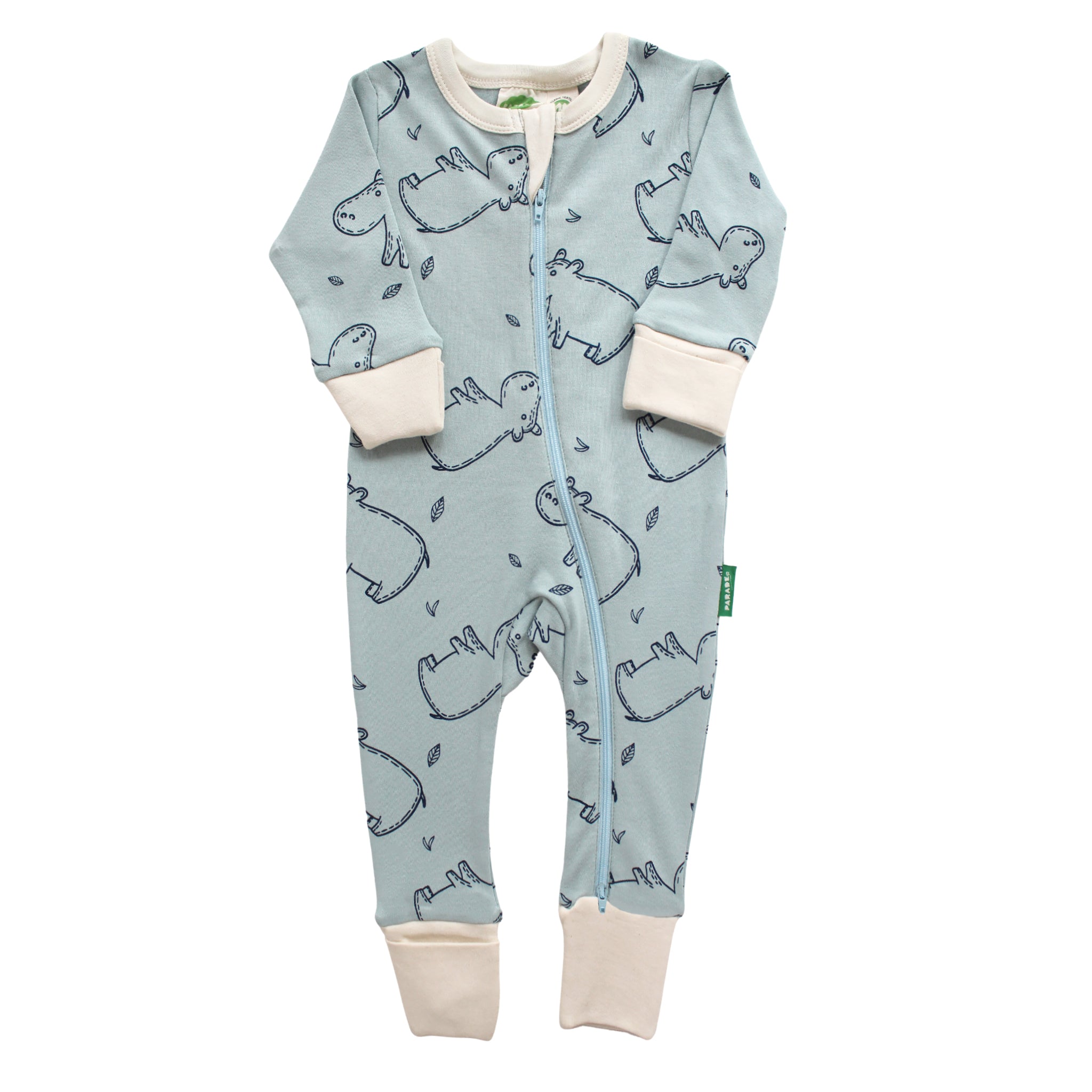 Organic Signature Print '2-Way' Zip Romper - Long Sleeve